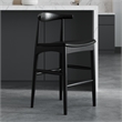 Pemberly Row Danish Design Vegan Leather Bar Height Stool in Black