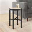 Pemberly Row Solid Wood with Natural Woven Cane Side Table in Black