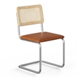 Pemberly Row Cane Back Vegan Leather Side Chair (Set Of 2) in Brown