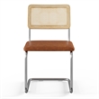 Pemberly Row Cane Back Vegan Leather Side Chair (Set Of 2) in Brown