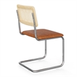 Pemberly Row Cane Back Vegan Leather Side Chair (Set Of 2) in Brown