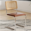 Pemberly Row Cane Back Vegan Leather Side Chair (Set Of 2) in Brown
