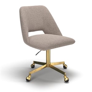 Pemberly Row Boucle Upholstered Seat and Back Rolling Chair in Gray