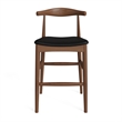 Pemberly Row Danish Design Vegan Leather Bar Height Stool in Walnut