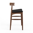 Pemberly Row Danish Design Vegan Leather Bar Height Stool in Walnut