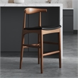 Pemberly Row Danish Design Vegan Leather Bar Height Stool in Walnut