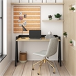 Pemberly Row Grey Fabric Gold Rolling Base Swivel Task Chair in Gray