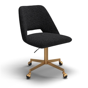 Pemberly Row Boucle Upholstered Seat and Back Rolling Chair in Black