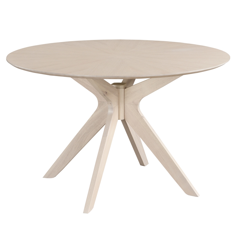 Pemberley Row Wood Light Oak Dining Table Round Minimal Assembly 47.25