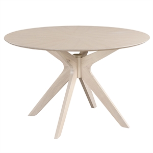 Pemberley Row Wood Light Oak Dining Table Round Minimal Assembly 47.25&quotW x 47.25&quotD x 29.5&quotH