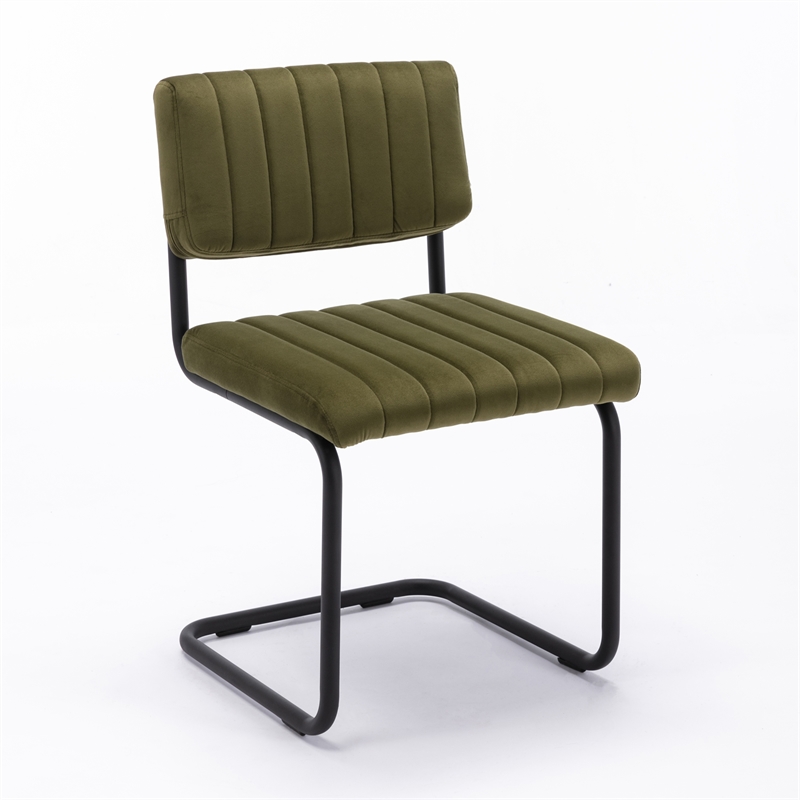 Pemberly Row Contemporary Velvet Side Chairs (Set of 2) in Olive