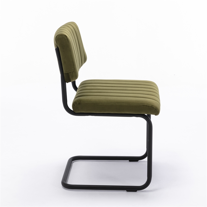 Pemberly Row Contemporary Velvet Side Chairs (Set of 2) in Olive