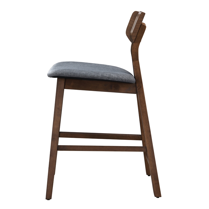 Pemberly Row Modern Counter Height Stools (Set of 2) in Walnut