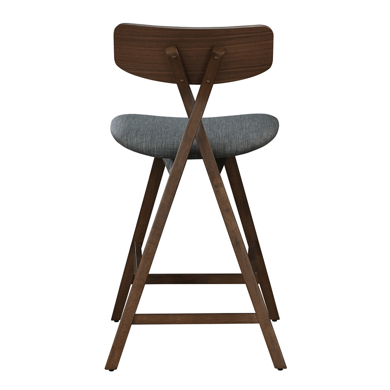 Pemberly Row Modern Counter Height Stools (Set of 2) in Walnut