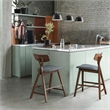 Pemberly Row Modern Counter Height Stools (Set of 2) in Walnut
