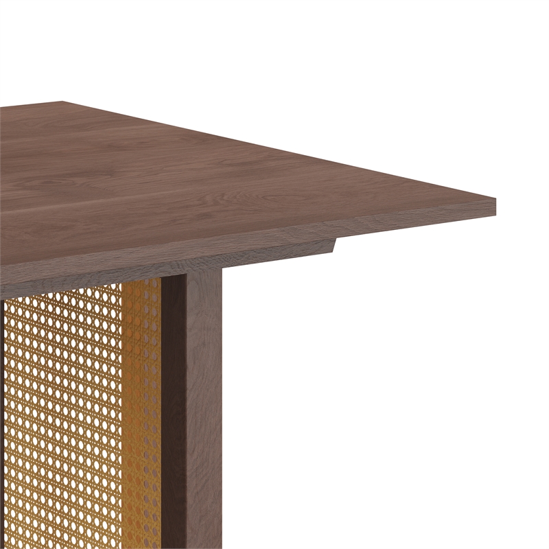 Pemberly Row Rectangular Dining Table with Cane Base in Walnut