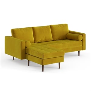 Pemberly Row Performance Velvet Reversible Sectional in Bronze