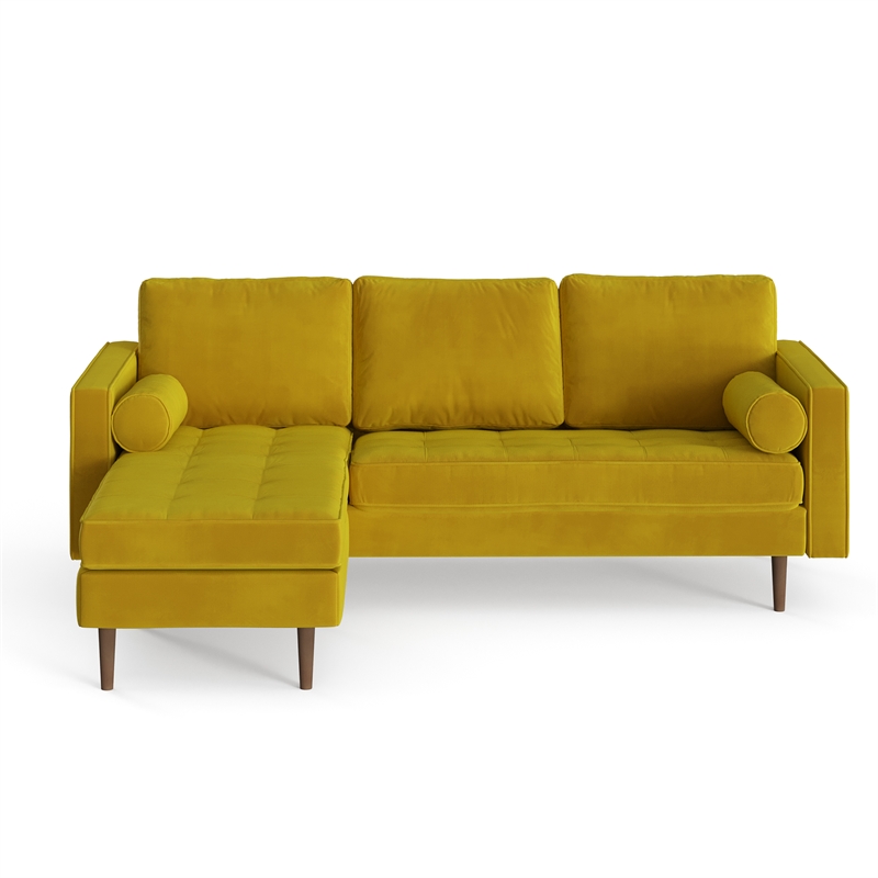 Pemberly Row Performance Velvet Reversible Sectional in Bronze