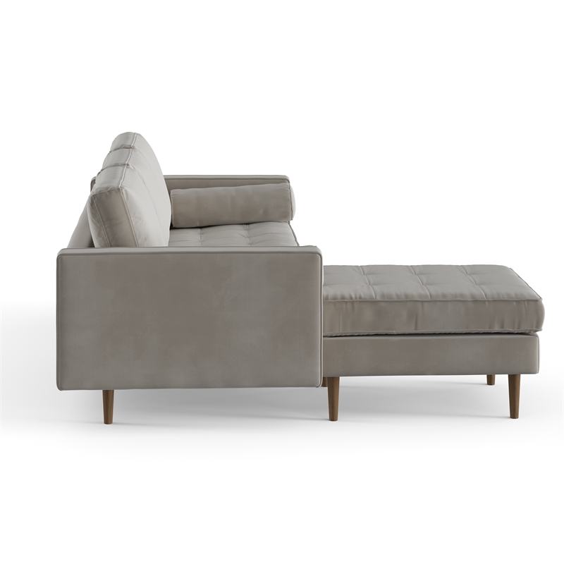 Pemberly Row Performance Velvet Reversible Sectional in Silver