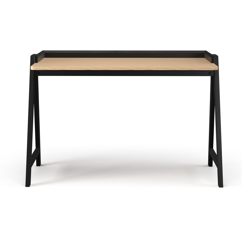 Pemberly Row Mid-Century Contemporary Desk in Natural and Black