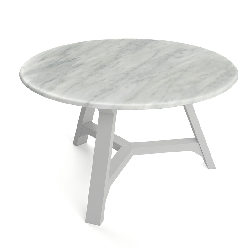 Pemberly Row Contemporary Vinyl Faux Marble Coffee Table in Gray
