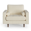 Pemberly Row Contemporary Upholstered Fabric Arm Chair in Beige