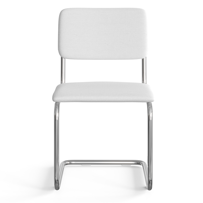 Pemberly Row Contemporary Fabric Side Chair (Set Of 2) in White
