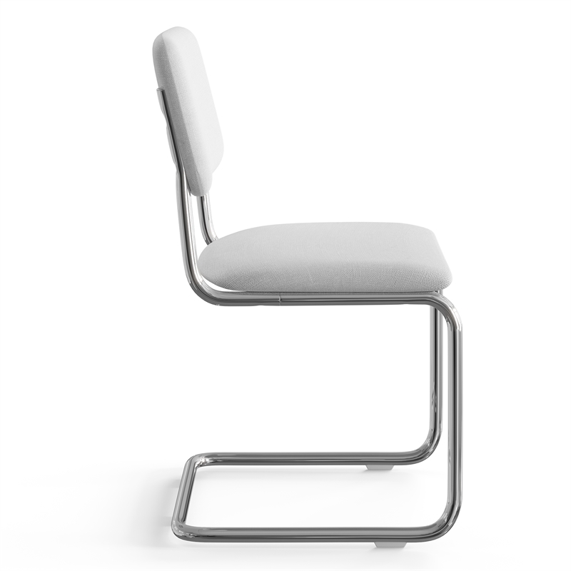 Pemberly Row Contemporary Fabric Side Chair (Set Of 2) in White