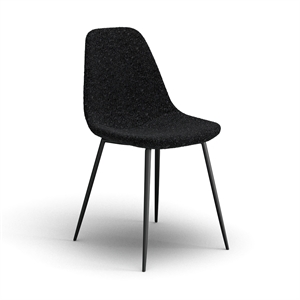 Pemberly Row Contemporary Boucle Side Chair (Set of 2) in Black