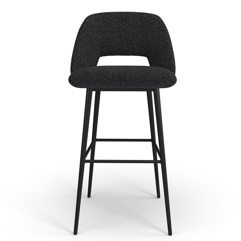Pemberly Row Contemporary Bar Height Stools (Set of 2) in Black