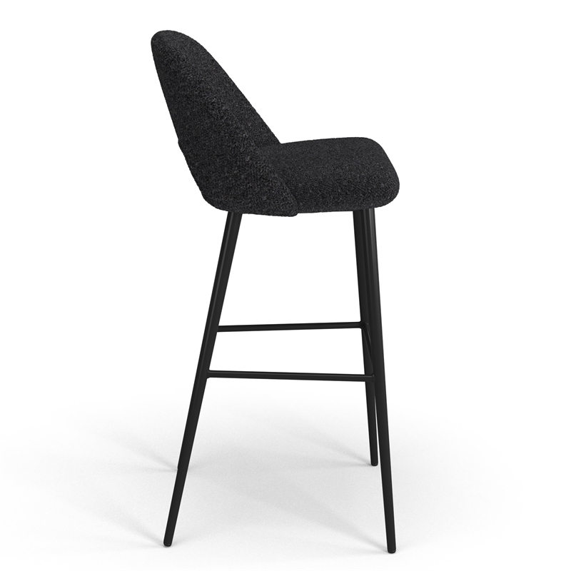 Pemberly Row Contemporary Bar Height Stools (Set of 2) in Black