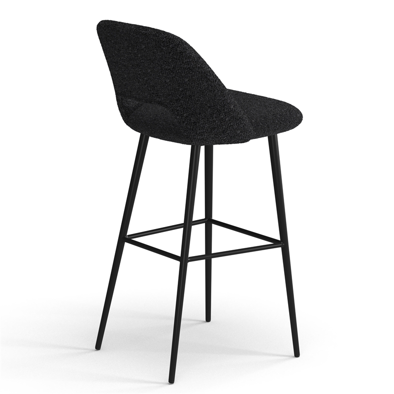 Pemberly Row Contemporary Bar Height Stools (Set of 2) in Black