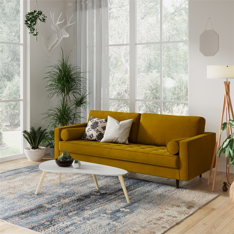 Pemberly Row Modern / Contemporary Performance Velvet Sofa in Bronze
