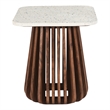 Pemberly Row Contemporary Square Terrazzo Side Table in Walnut