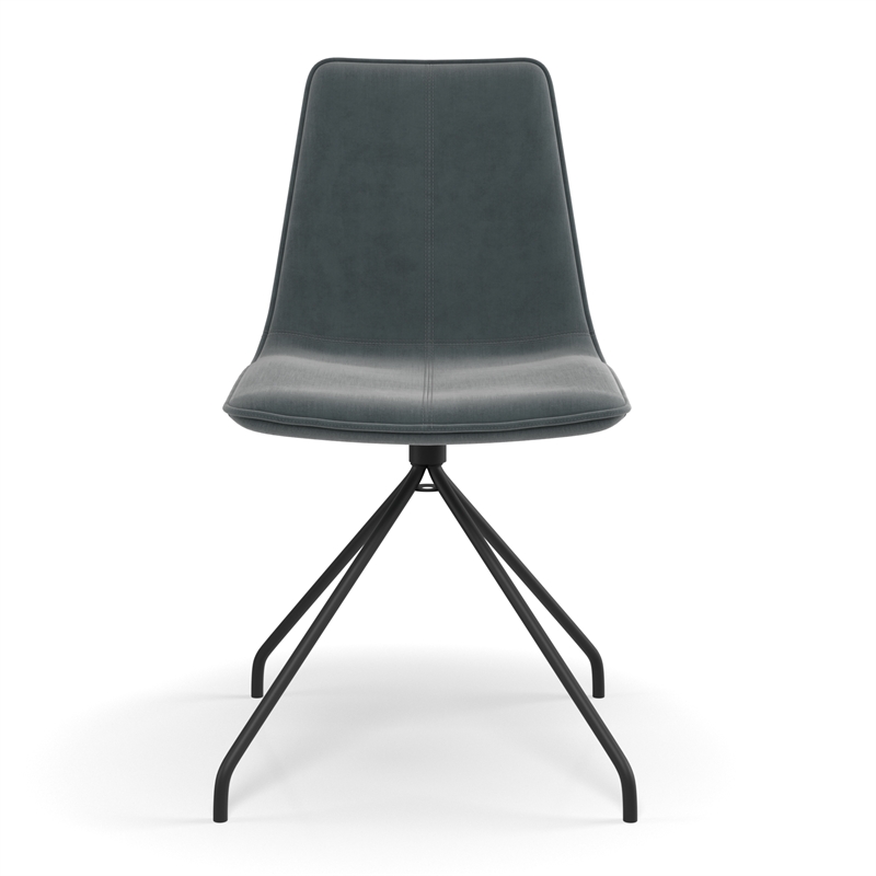 Pemberly Row Contemporary Velvet Swivel Side Chair in Silver