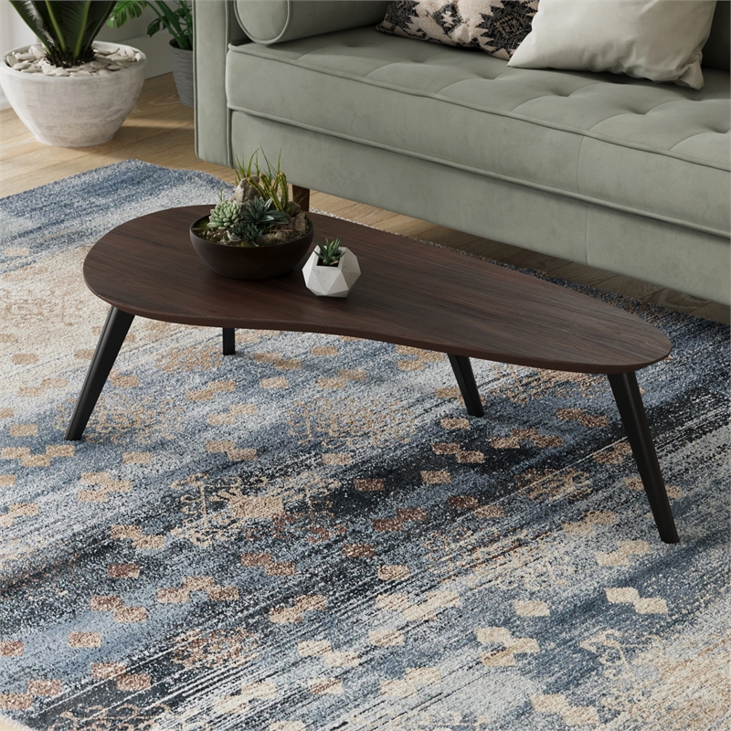 Pemberly Row Mid-Century Contemporary Coffee Table in Walnut