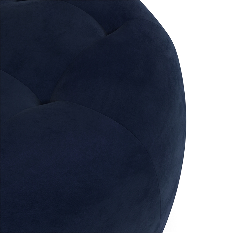 Pemberley Row Performance Velvet Blue Ottoman Round Button-Tufted 31.5