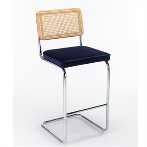 Pemberley Row Velvet Upholstered Sapphire Bar Height Stools Rectangular Padded 19&quotW x 19.5&quotD x 47&quotH Unassembled