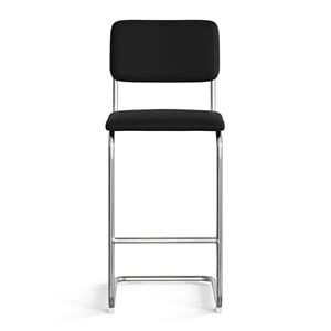 Pemberly Row Modern Fabric Bar Height Stool (Set of 2) in Black