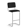 Pemberly Row Modern Fabric Bar Height Stool (Set of 2) in Black