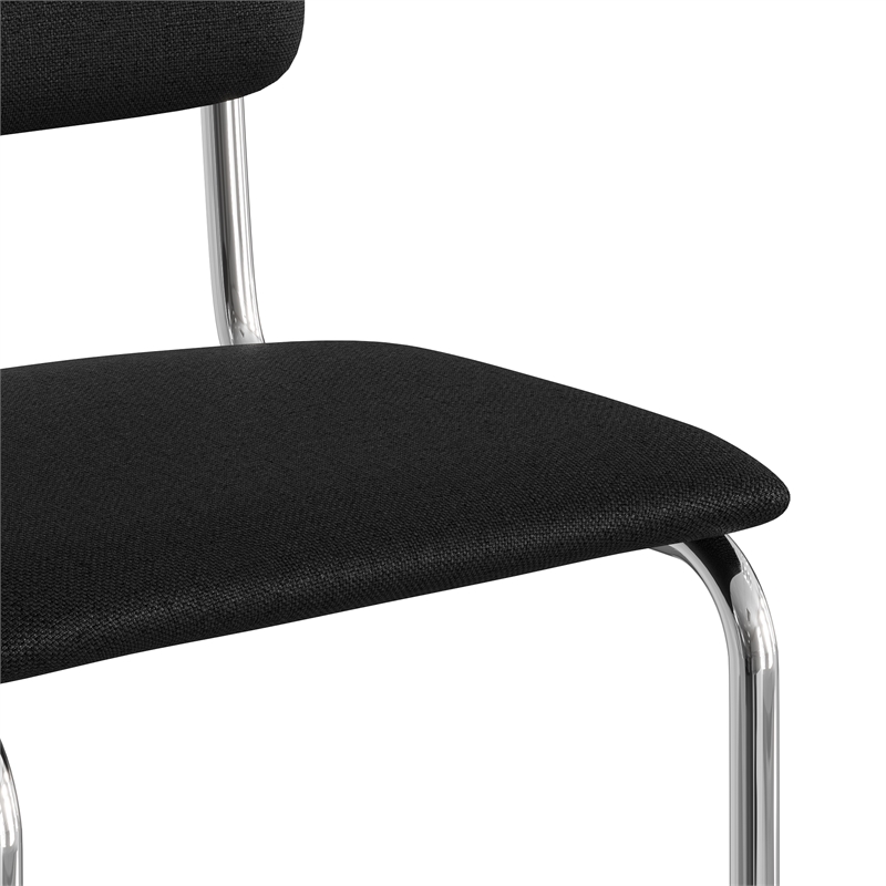Pemberly Row Modern Fabric Bar Height Stool (Set of 2) in Black