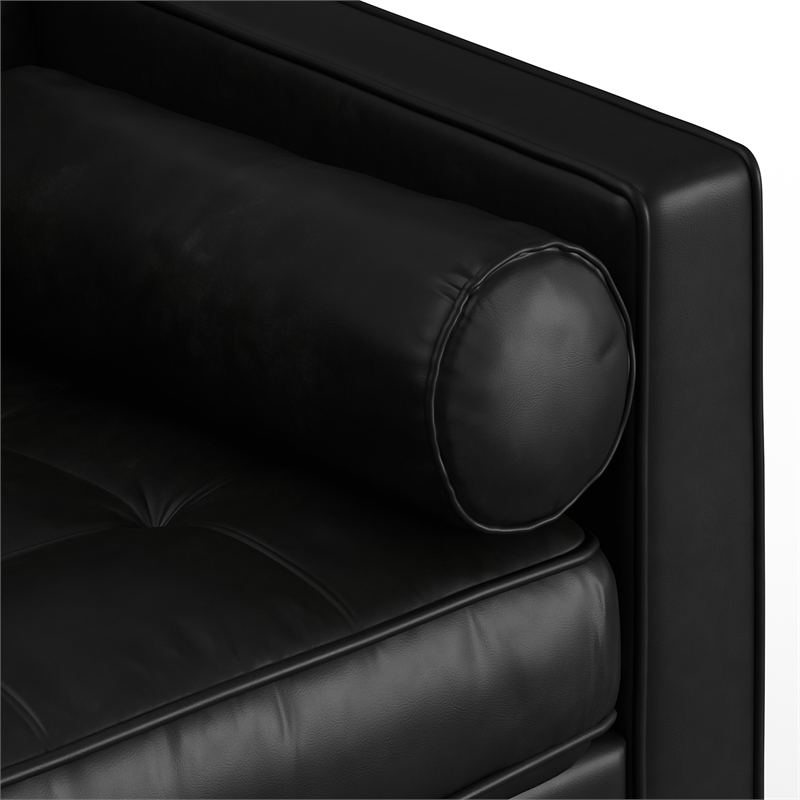 Pemberly Row Modern Vegan Leather Reversible Sectional in Black