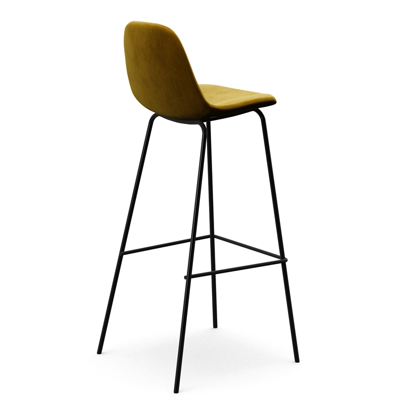 Pemberly Row Modern Velvet Bar Height Stools (Set of 2) in Gold