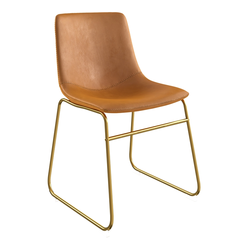 Pemberly Row Side Chairs with Gold Legs (Set of 2) in Light Oak