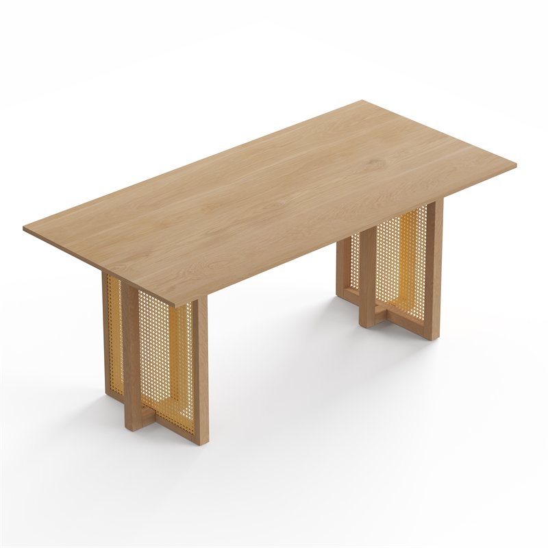 Pemberly Row Rectangular Dining Table with Cane Base in Natural