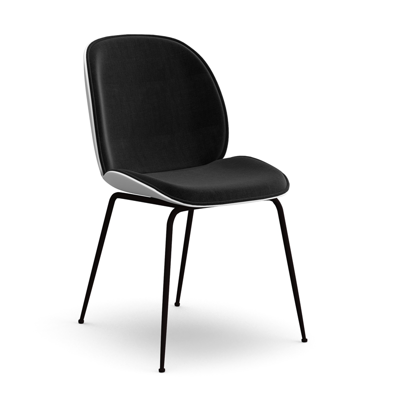 Pemberly Row Fabric Side Chair (Set of 2) in White and Black