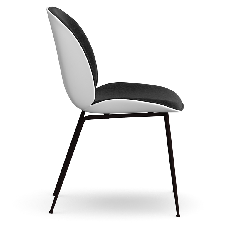 Pemberly Row Fabric Side Chair (Set of 2) in White and Black