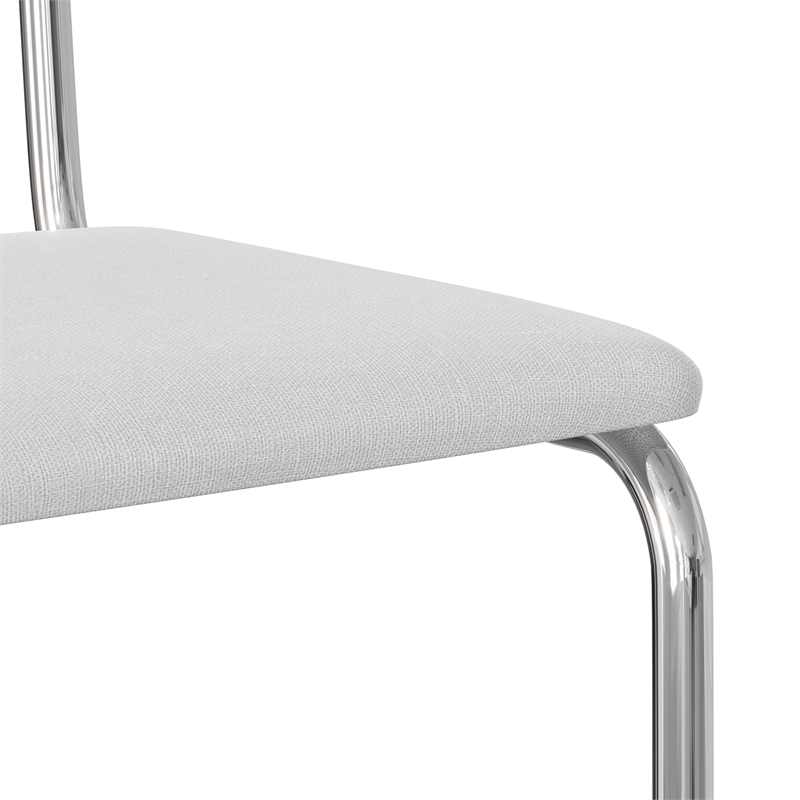 Pemberly Row Cane Back Fabric Side Chair (Set Of 2) in White