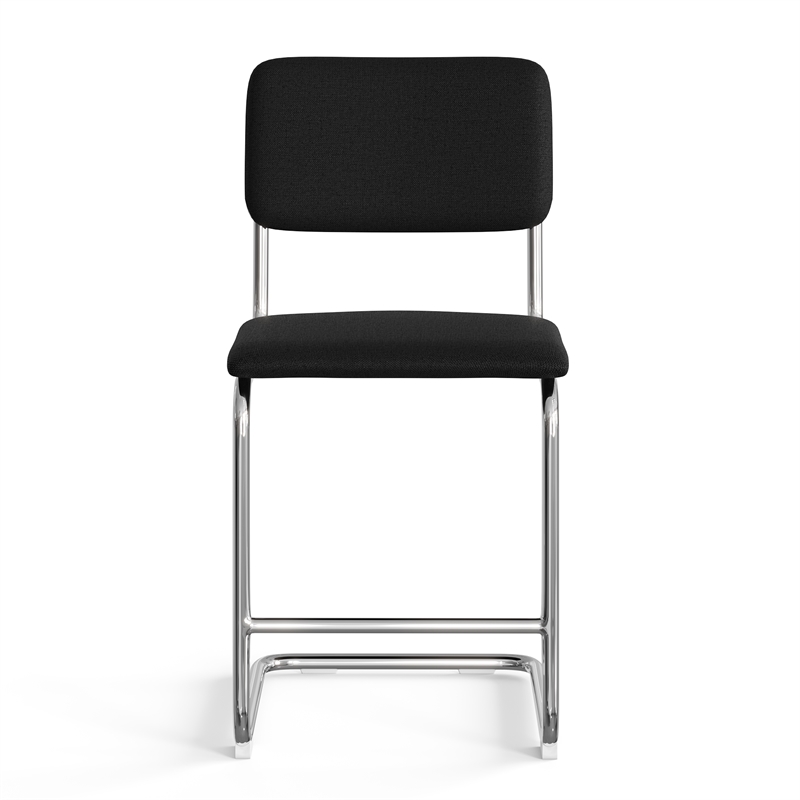 Pemberly Row Fabric Counter Height Stool (Set of 2) in Black