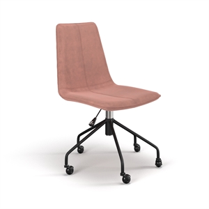 Pemberly Row Velvet Chair Rolling Swivel Task Chair in Blush